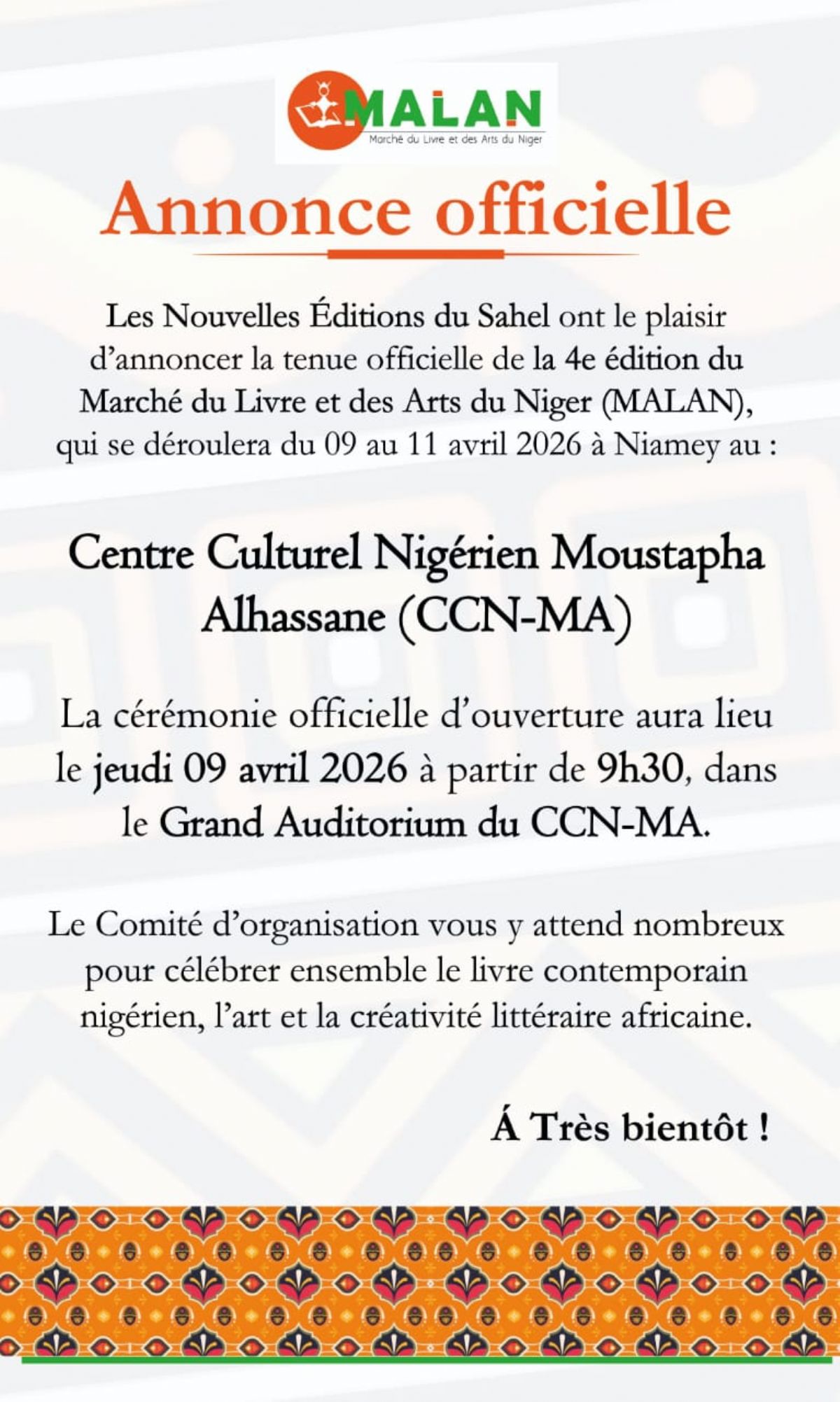 4ème édition du Marché du Livre et des Arts du Niger (MALAN)